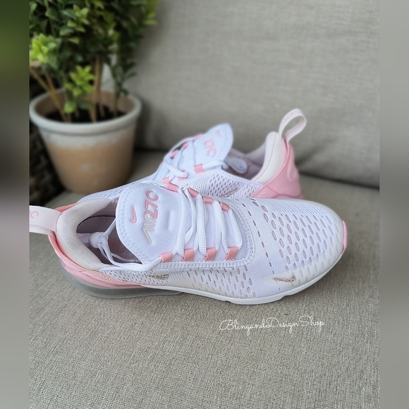 Bling Nikes Air Max 270 Pink White Womens Sneakers Customized with Crystals - Picture 9 of 9